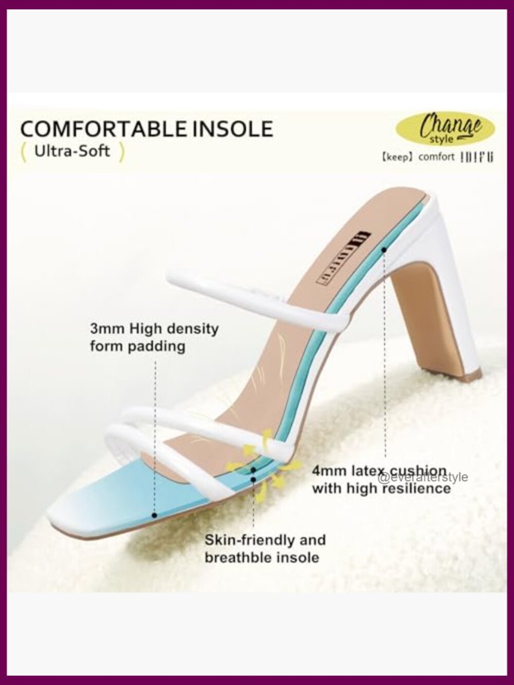 Chunky Block Heel Square Toe Three Strap Slip On Heels Sandals - Picture 6 of 7